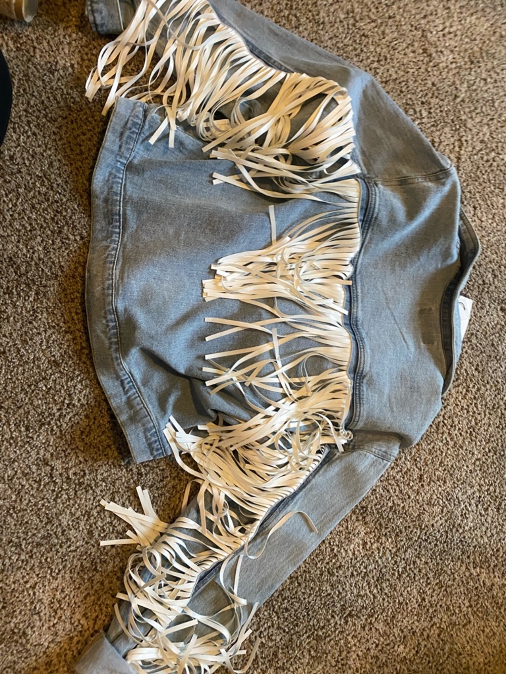 Vigoss Light Blue Denim Jacket with White Fringe - Picture 4 of 4